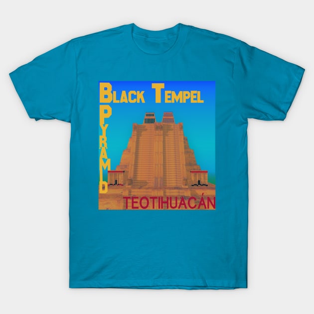 Black Tempel Pyrämid "Teotihuacán" T-Shirt by Ethereal Mother Tapes